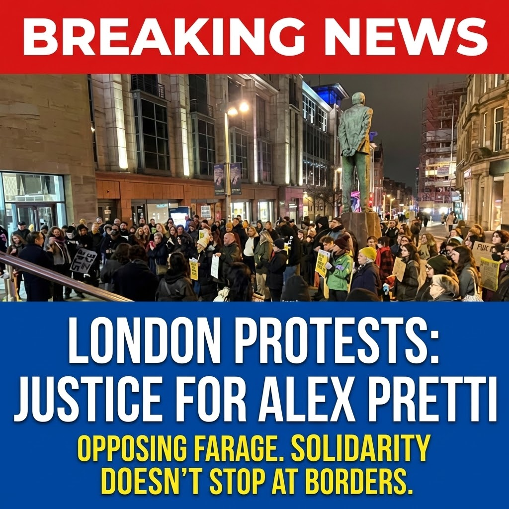 “Thuggery” and “brutal”: Protesters rally in London against ICE violence