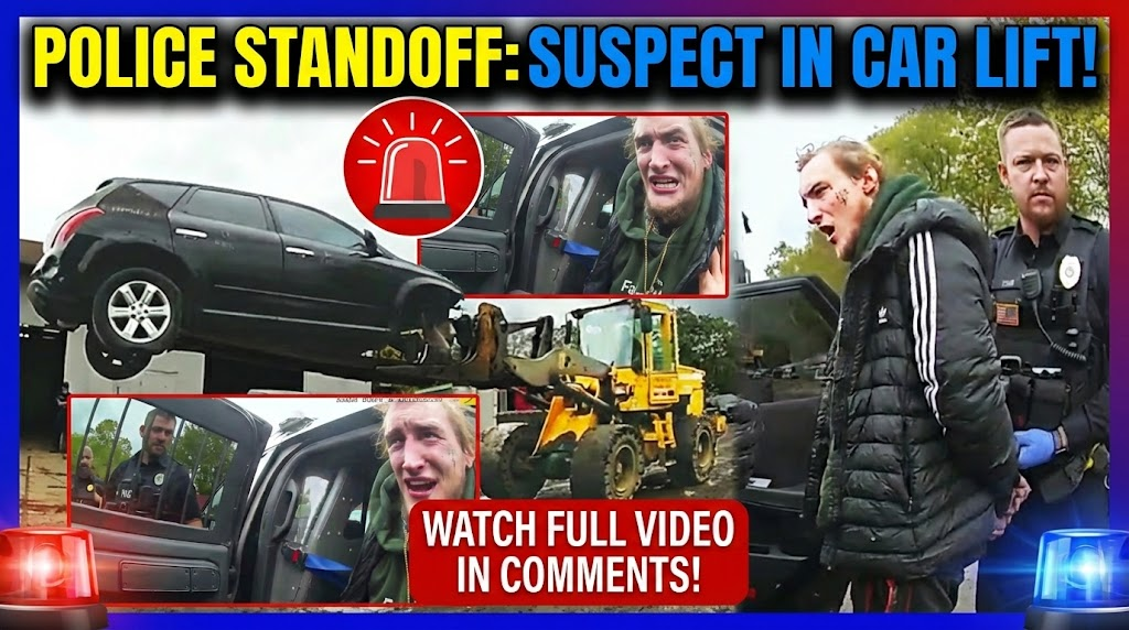 Thief Returns, Gets Trapped & Held Mid-Air By Forklift Until Police Arrive!