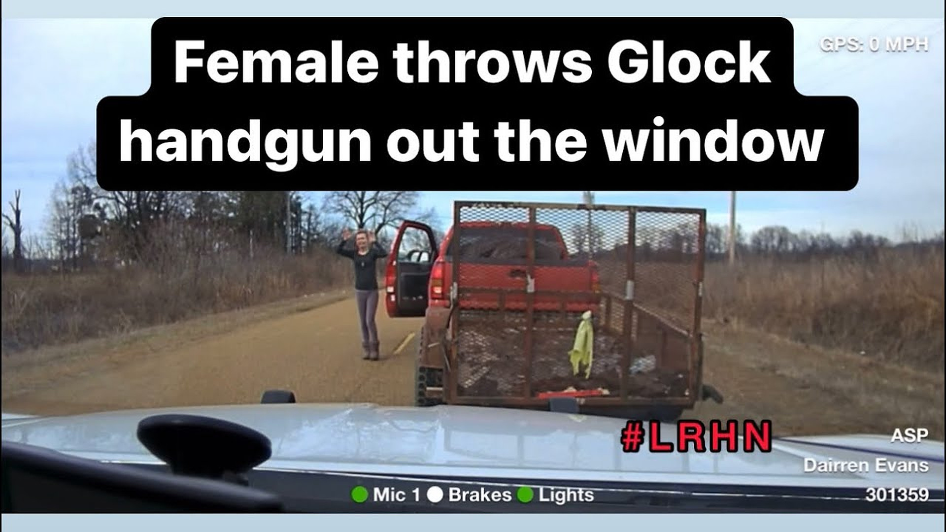 Female in pickup throws a GLOCK handgun out the window during Arkansas pursuit #policepursuit