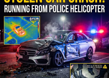 Suspects Crash Stolen Car Running From Police Helicopter