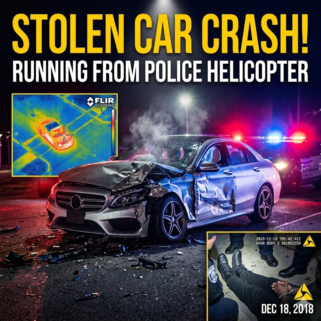 Suspects Crash Stolen Car Running From Police Helicopter