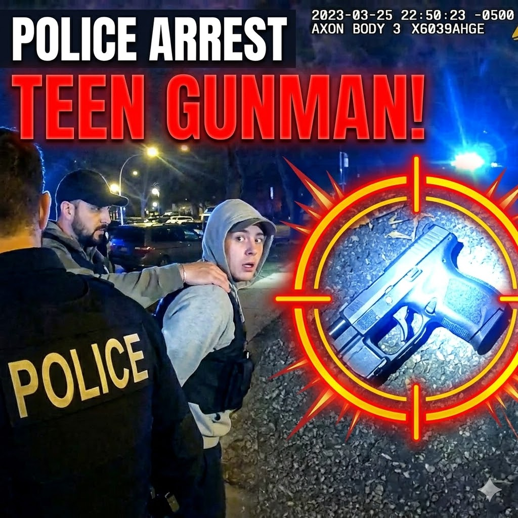 Police Arresting Gang Members Shot at By Gun Wielding Teen