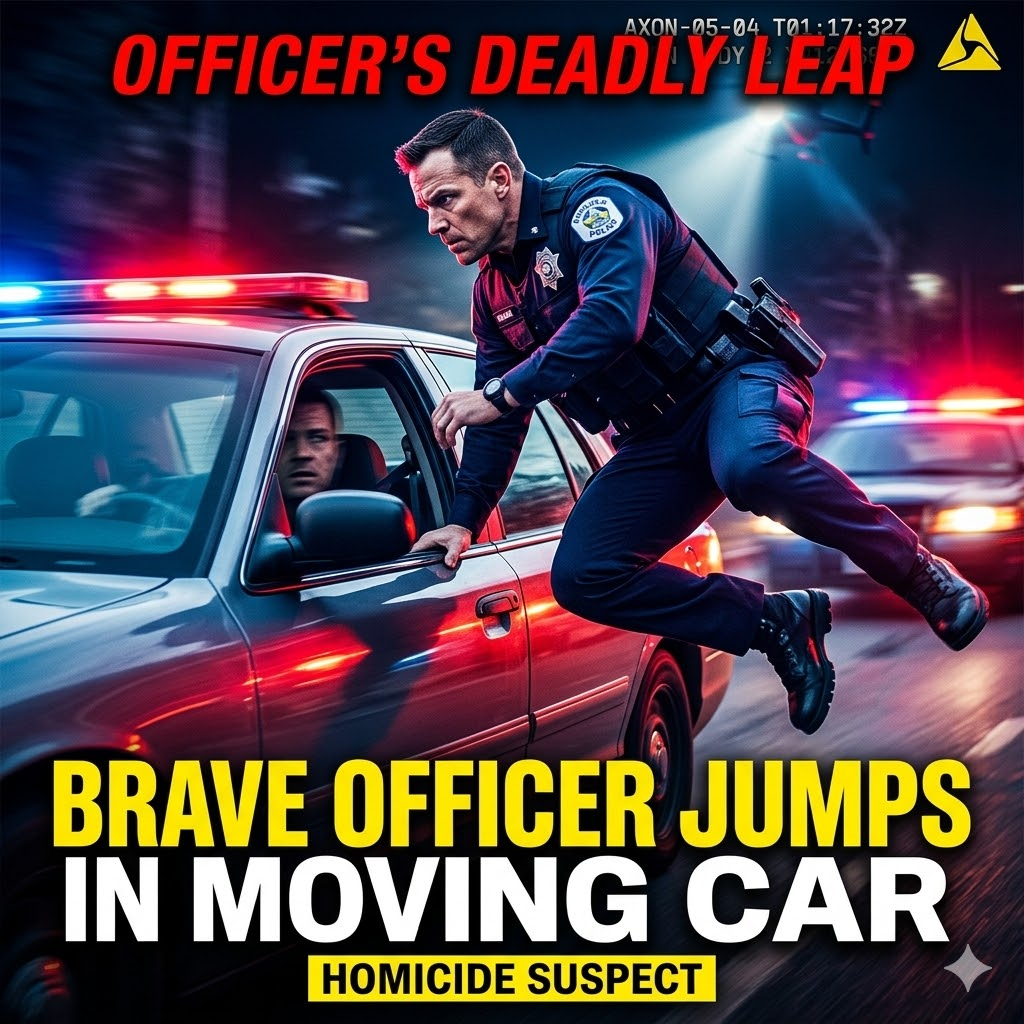 Brave Officer Jumps in Homicide Suspects Moving Car