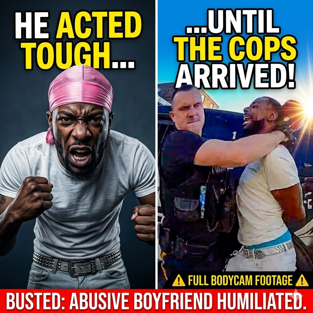 Abusive Boyfriend Acts Like He’s Tough Until Police Arrive