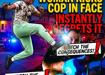 Woman Kicks Cop in Face, Instantly Regrets It