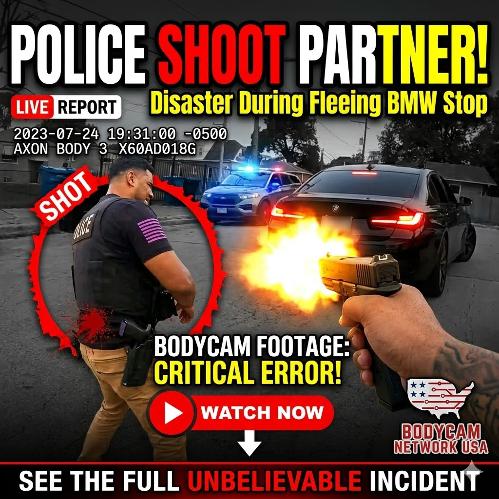 Officer Shoots Partner Aiming at Fleeing BMW