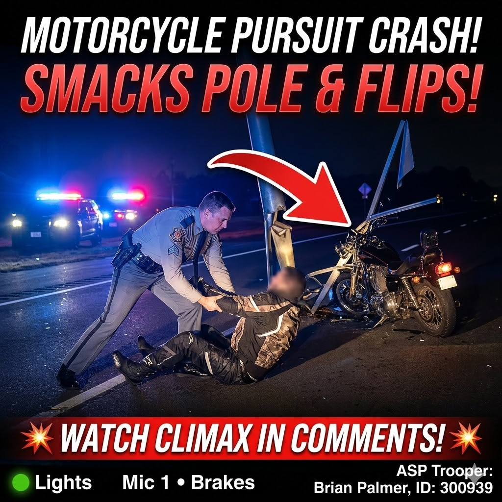 Almost fatal motorcycle pursuit ends in tragedy for this rider | rider smacks pole #police #pursuit