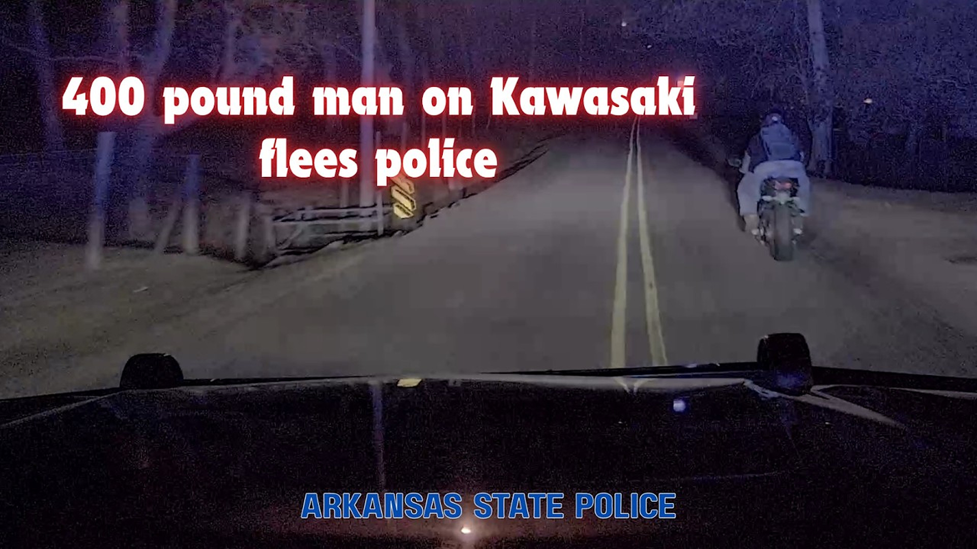 400 Pound Suspect on Kawasaki is BUMPED off motorcycle ending Arkansas State Police PURSUIT #pit